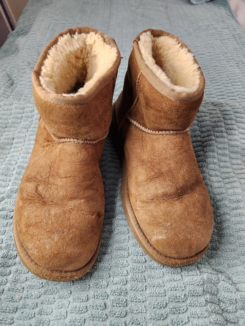 Women's Shearling-Lined Suede Ankle Boots - Brown Size 6